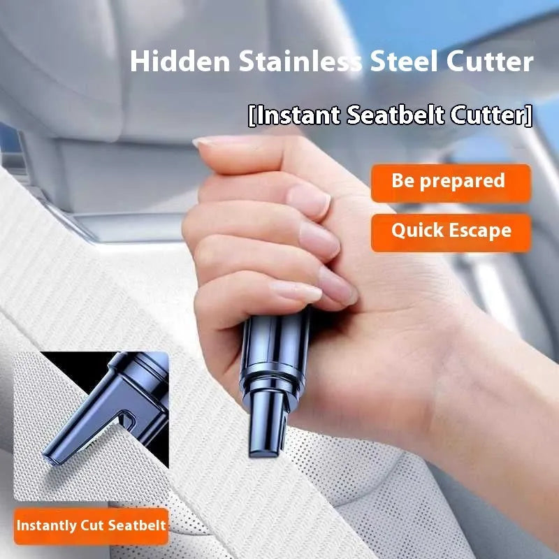 Black and red ABS plastic car safety life hammer with pointed glass breaker and seatbelt cutter