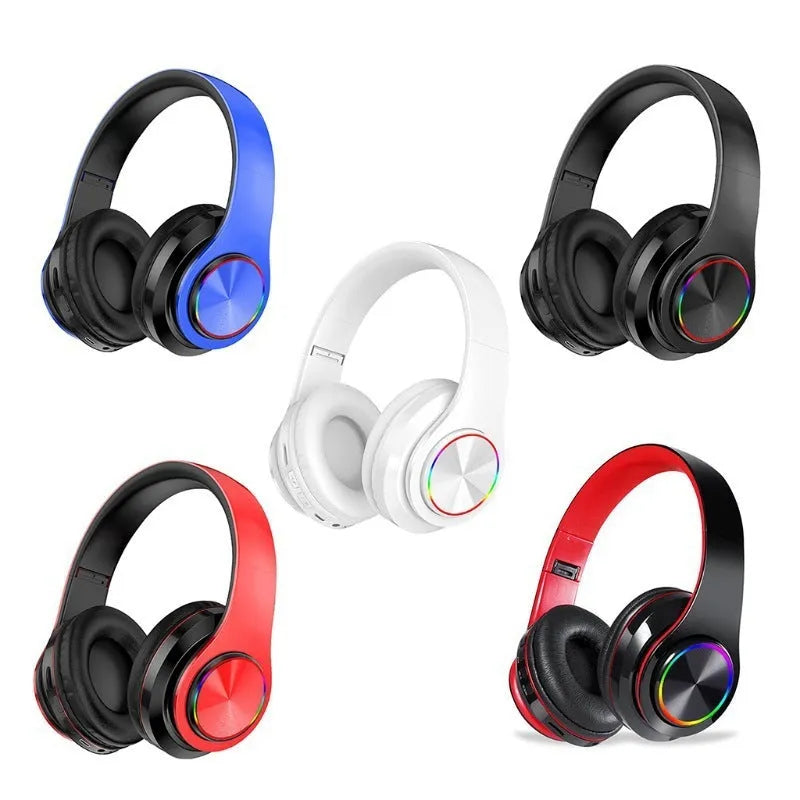 Black wireless Bluetooth over-ear gaming headset with microphone on a stand.