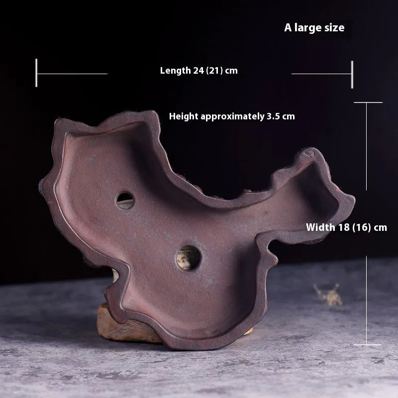 Purple sand small ceramic flower pot for desktop bonsai and green plants, ancient red mud appearance