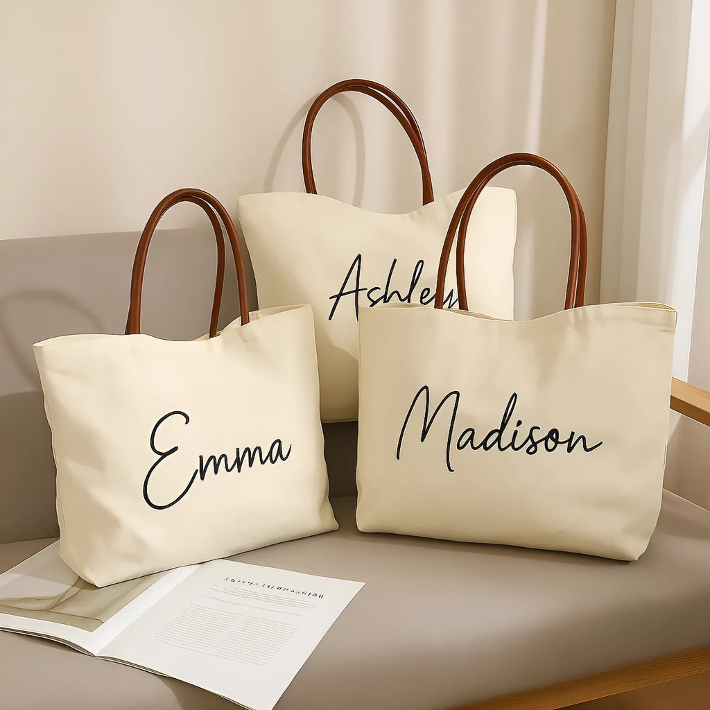 Canvas tote bag with reinforced handles in beige white and white colour options
