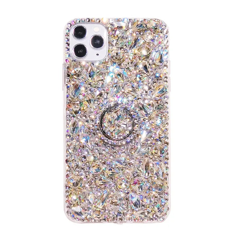 Luxury colour diamond acrylic phone case with bracket for Samsung Galaxy phones.