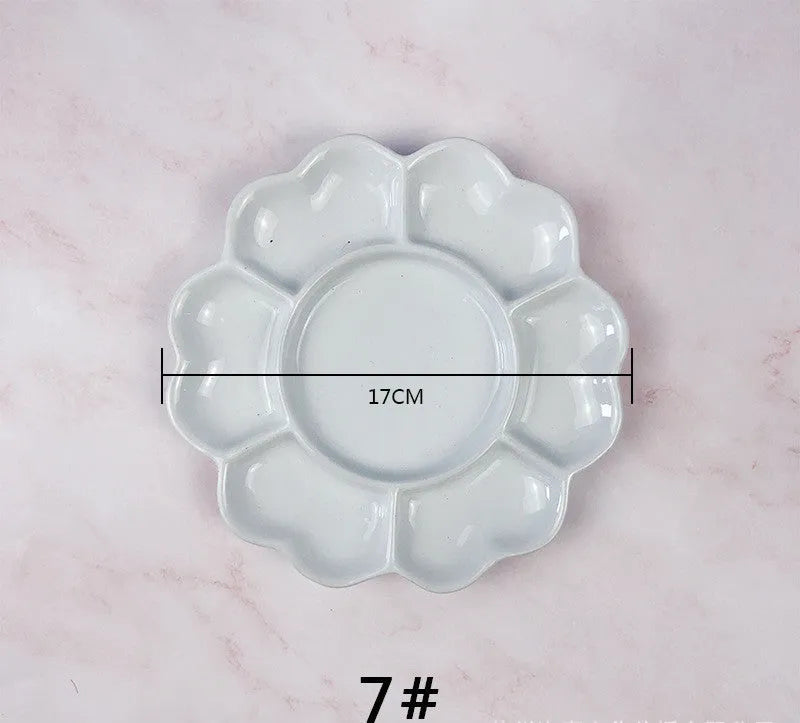 White ceramic plum blossom painting palette for watercolour acrylic oil paints