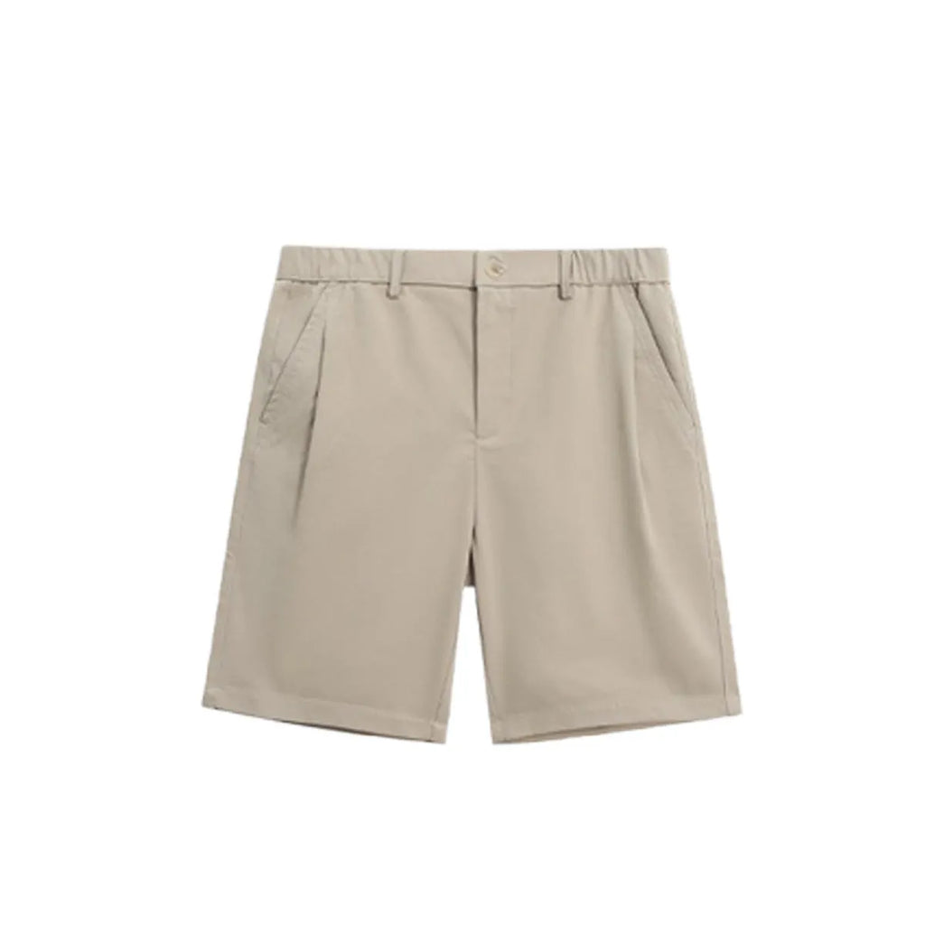 Men's straight-leg summer trousers in khaki colour with micro-elastic polyester fabric for business casual occasions