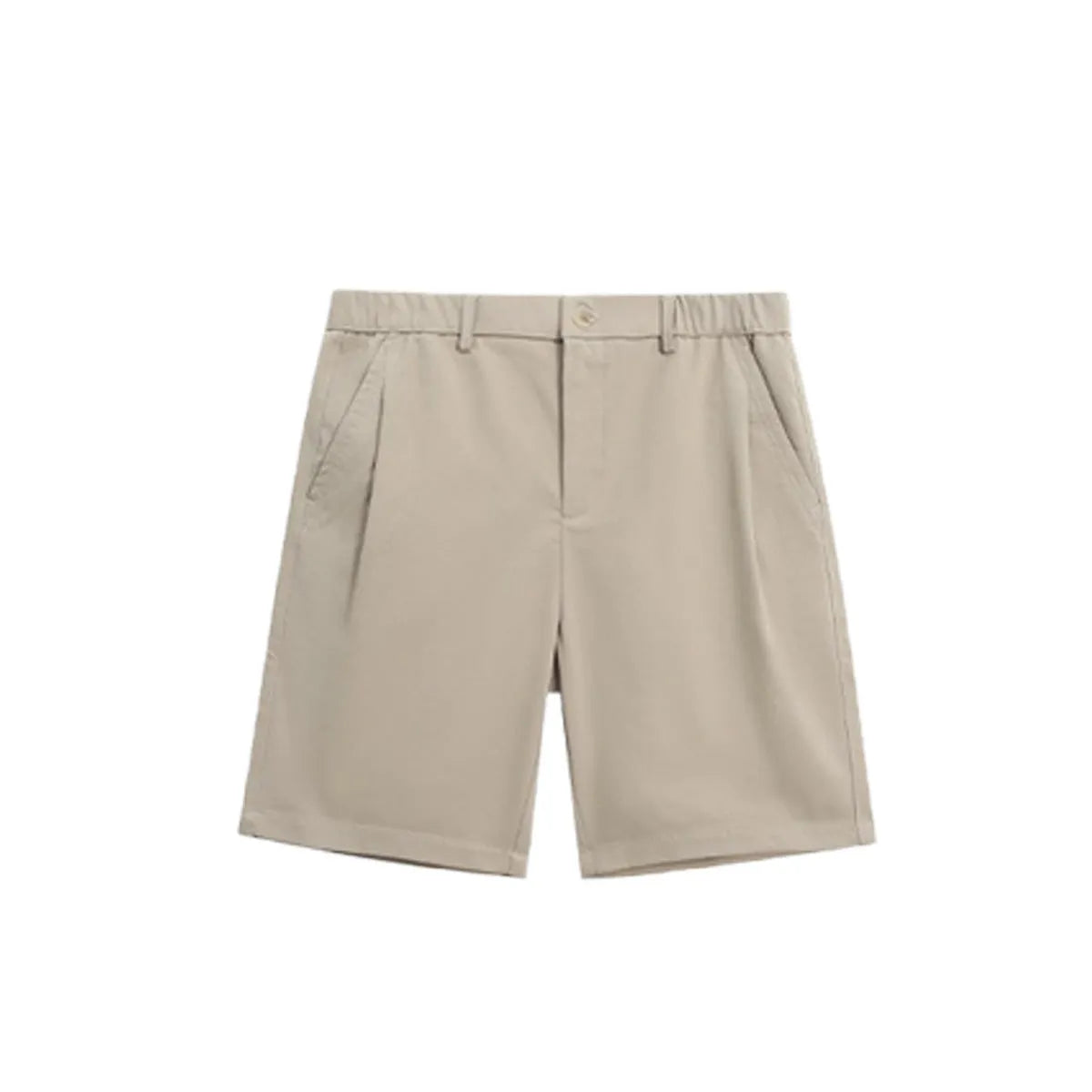 Men's straight-leg summer trousers in khaki colour with micro-elastic polyester fabric for business casual occasions