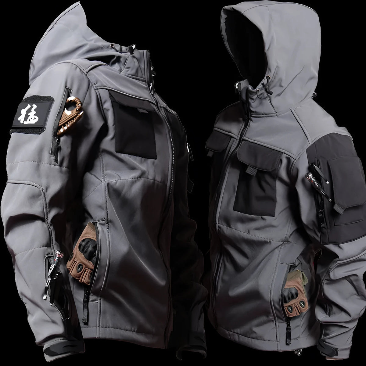 Men's corduroy jacket and fleece-lined workwear pants set in army green, black, or grey, sizes M to 3XL