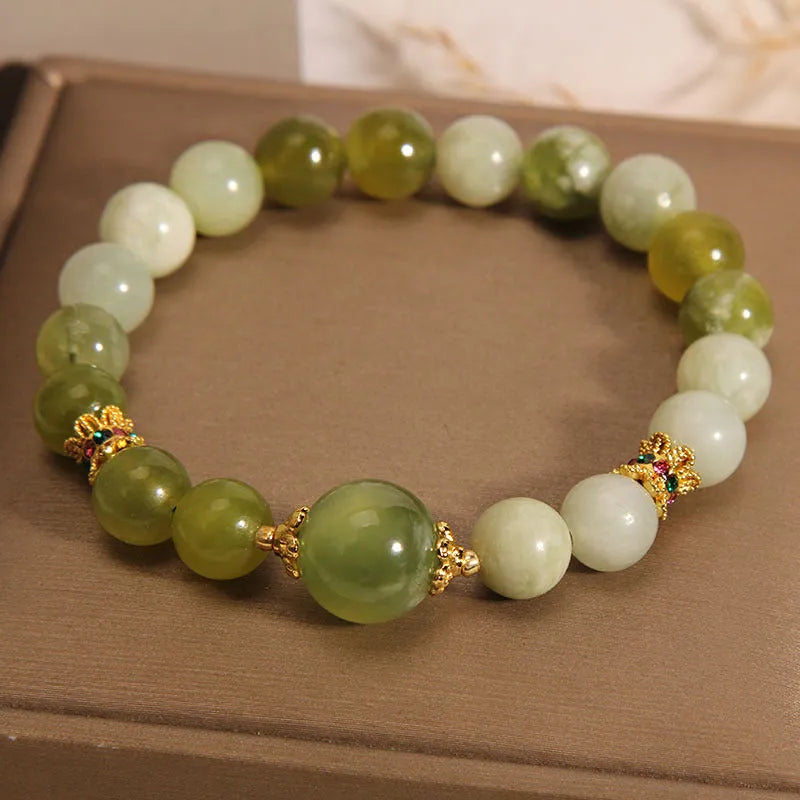 Xiuyan jade green women's bracelet with adjustable 18-20cm length and smooth polished surface