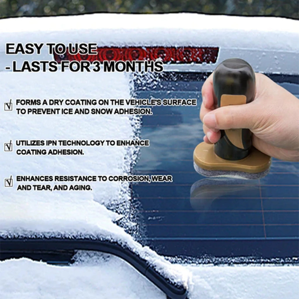 Compact hydrophobic nano coating car snow brush made from white PE plastic.