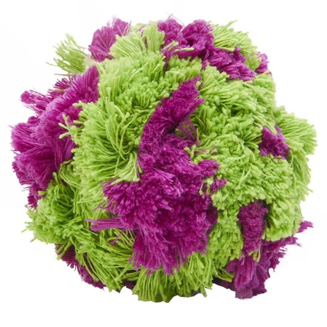 15cm purple plush seaweed ball dog chew toy with knotted texture