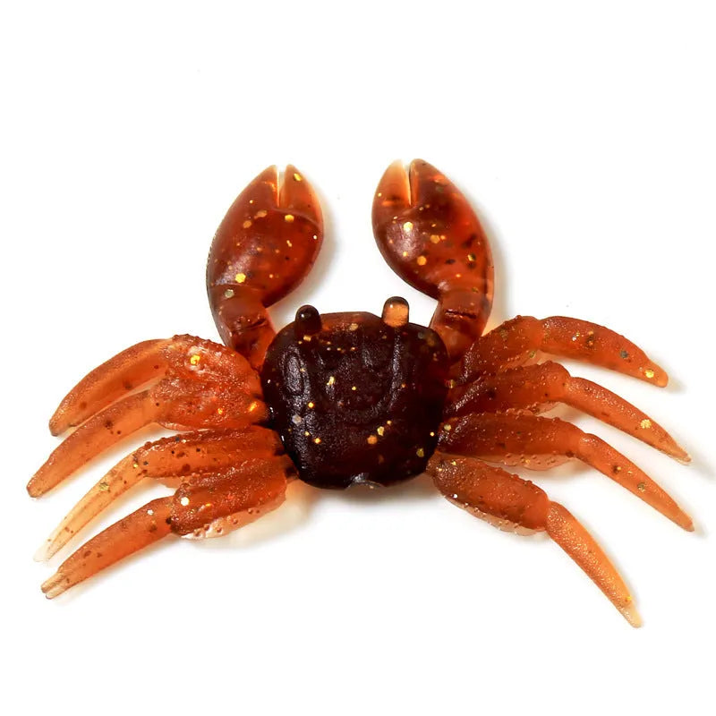 PVC crab fishing soft bait lure in red and brown colours, 8cm size