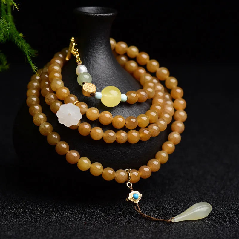 Women's green pine colour jade bracelet with beeswax finish and leaf sequins