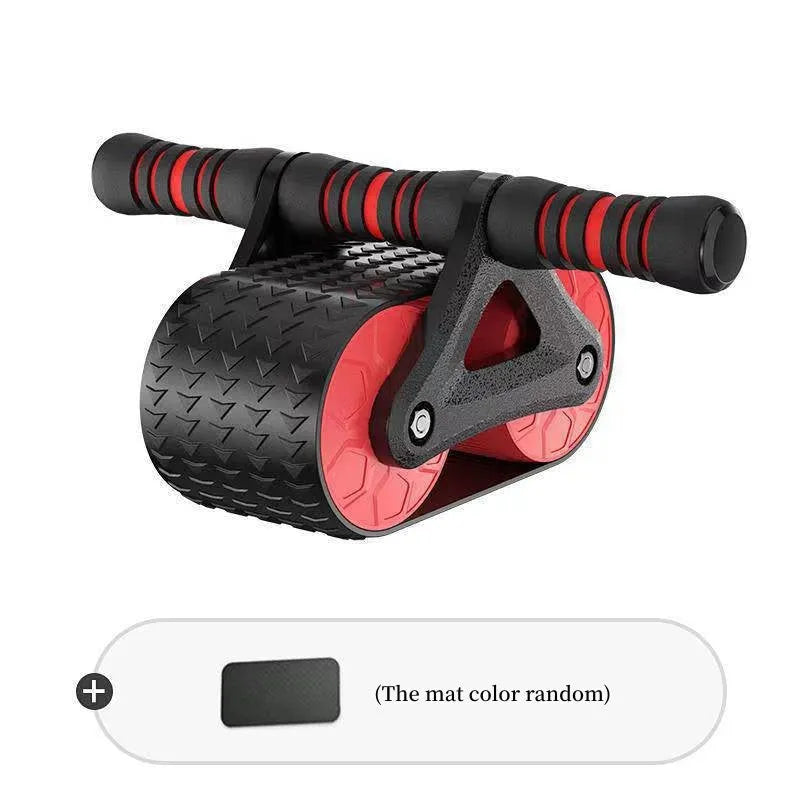 Double wheel abdominal exerciser with automatic rebound, blue orange red ABS ab roller with kneeling pad