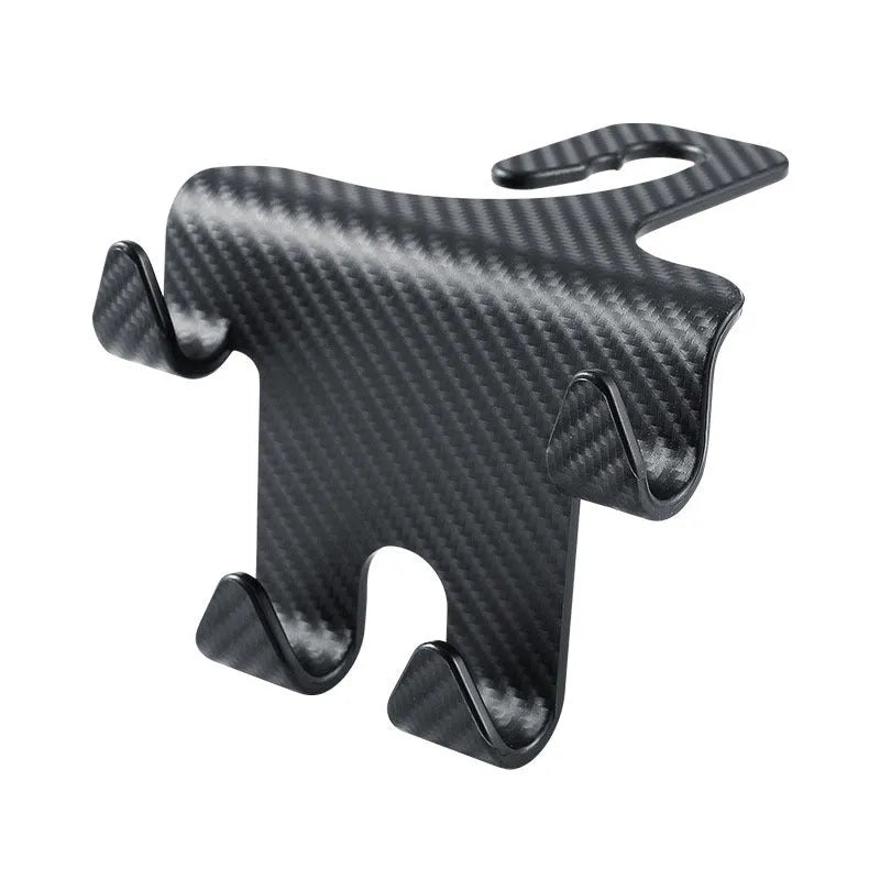 Black ABS plastic car hook and mobile phone holder bracket for rear seat back storage.