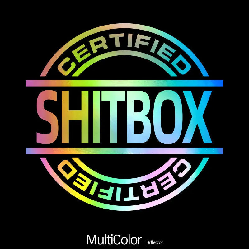 13x12cm creative vinyl car sticker showing ten colour options including metallic and glitter finishes