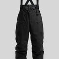 Man modelling black waterproof ski trousers with an adjustable calf strap.