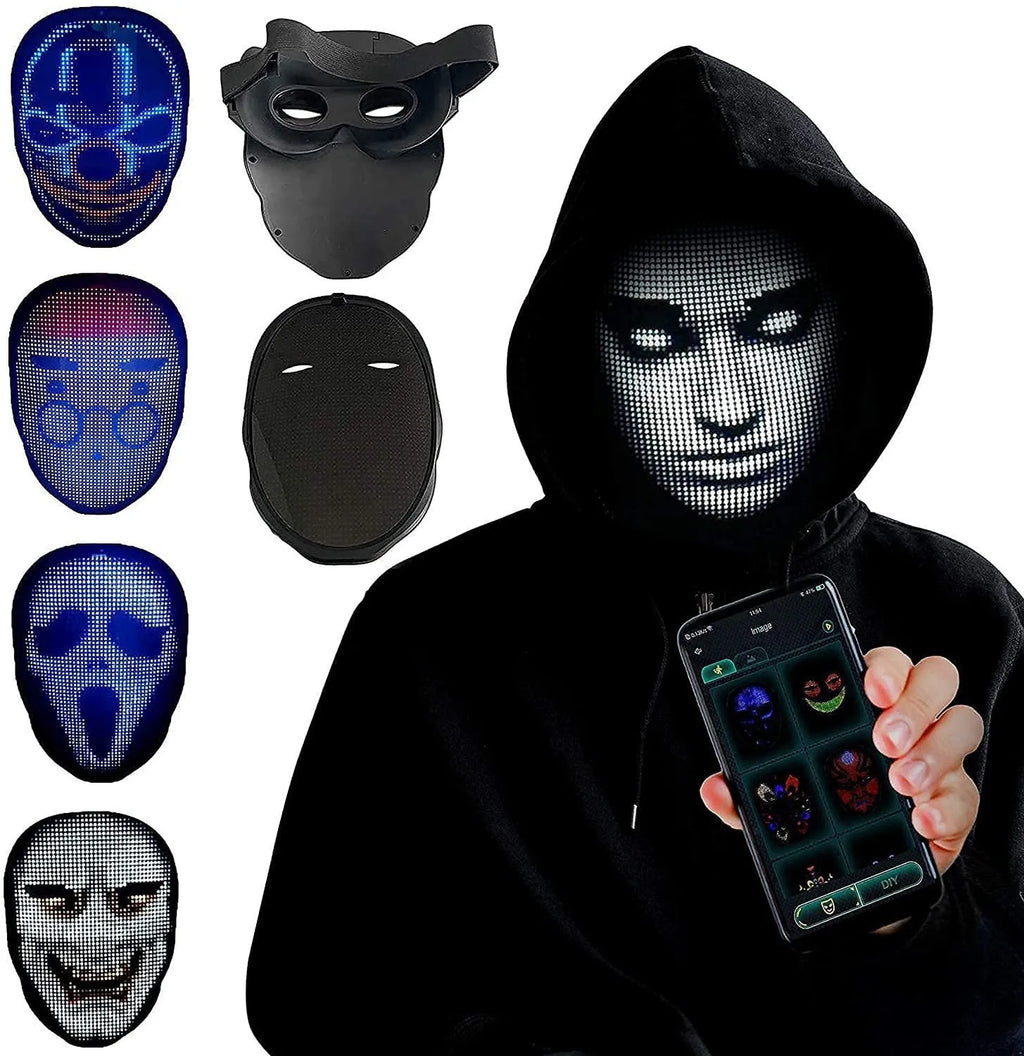 Avengers-themed LED luminous face mask with full colour changing display and gesture control