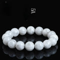 Natural blizzard crystal women's bracelet with round beads showing grinding treatment and geometric design