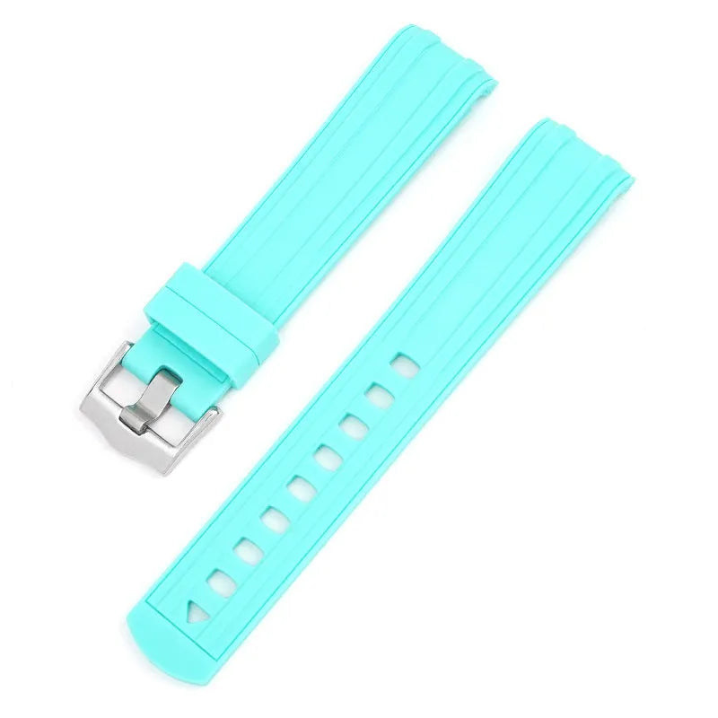 20mm original style watch strap with silver buckle in multiple colour options including black, blue, green, and pink.
