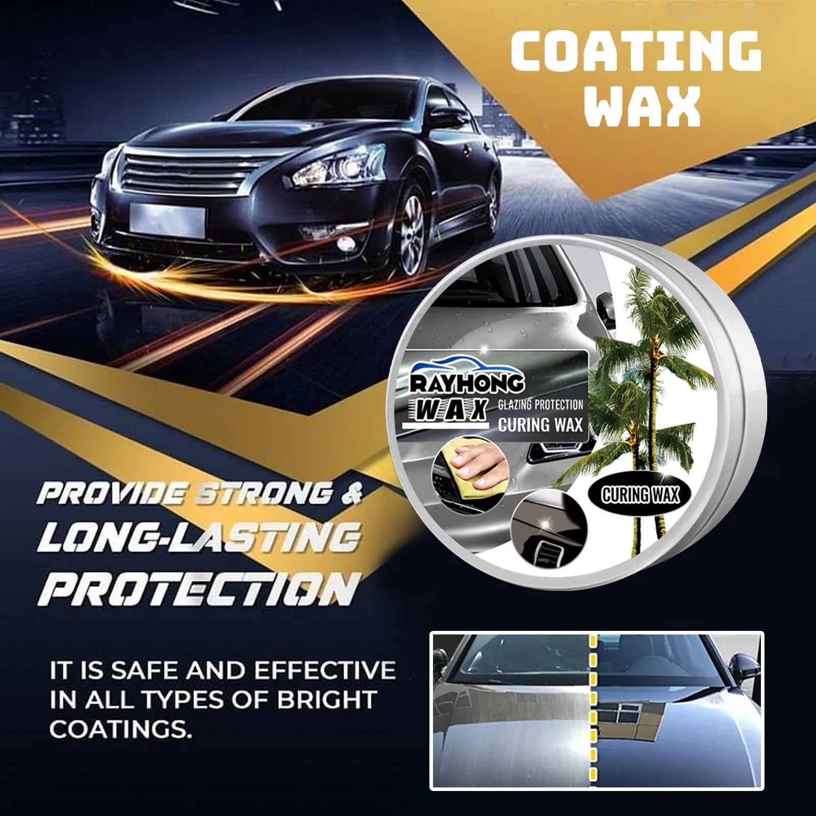 Car coating wax block and sponge for paint renovation and protection