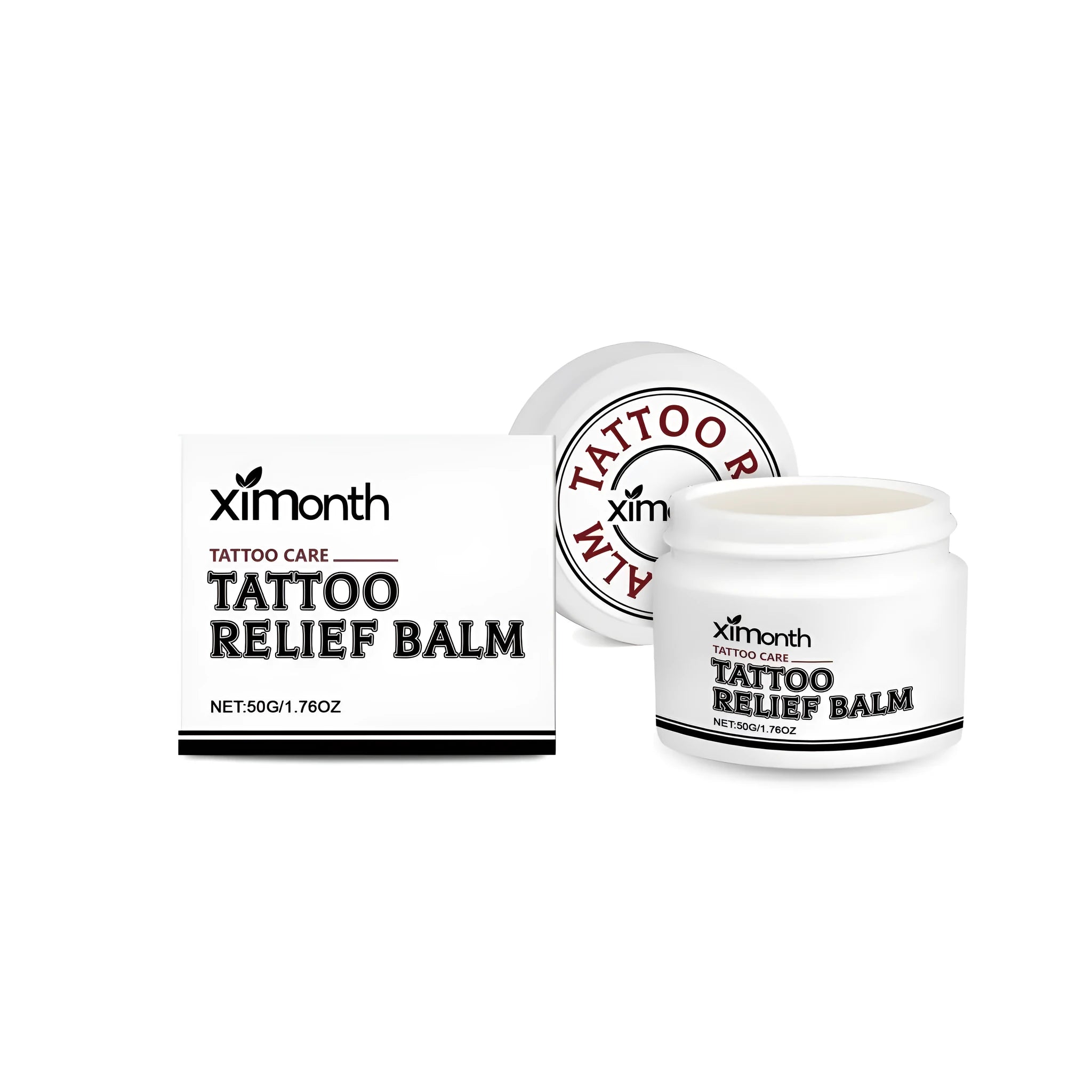50g tube of tattoo relief and aftercare cream containing shea butter and coconut oil.