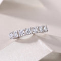 Lucky wedding ring set with 0.1 carat moissanite, S925 silver platinum plated, sizes 5 to 9, gift box