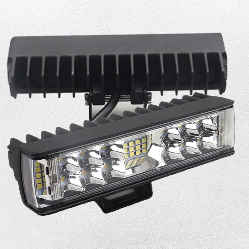 Black aluminium LED strip work light with straight-line shape measuring 153mm long