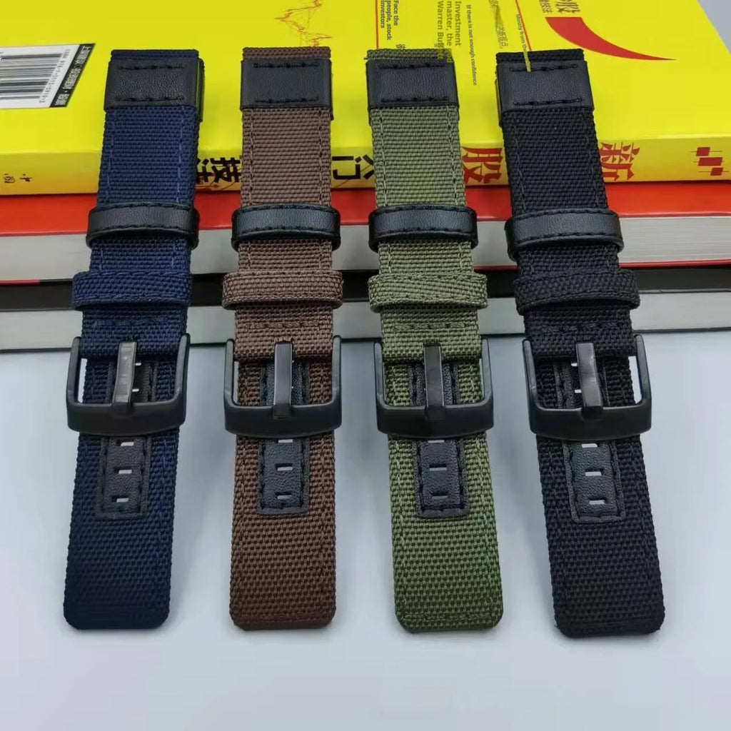 Canvas watch strap in Army Green colour with 22mm width and extended length option
