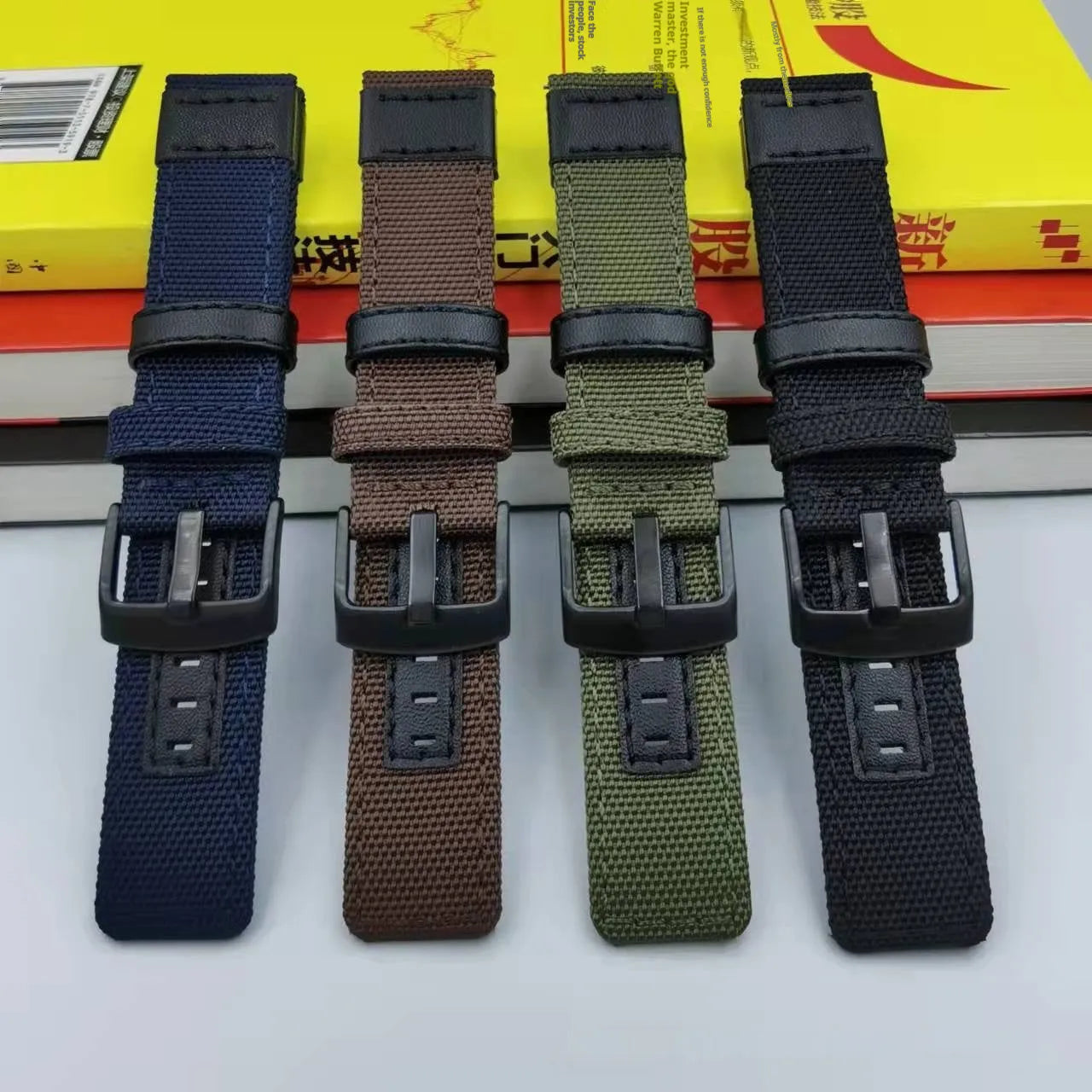 Canvas watch strap in Army Green colour with 22mm width and extended length option
