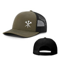 Army green adjustable sun protection hat with dome crown and embroidery detailing