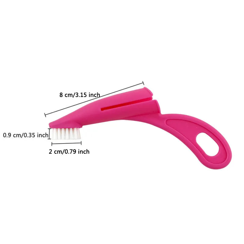 Pet finger toothbrush with soft silicone bristles and finger-sleeve design, red and white colors, for dog and cat dental cleaning