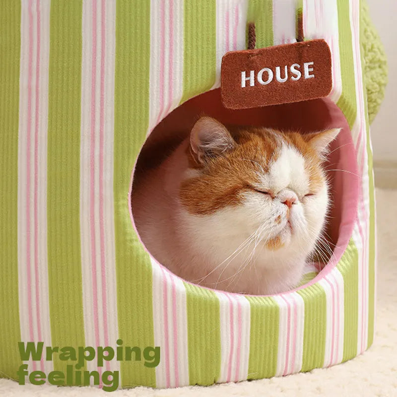 Cauliflower-shaped tree hole nest pet house for small dogs and cats in green colour