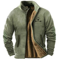 Men's green fleece padded coat with regular fit and polyester fibre insulation