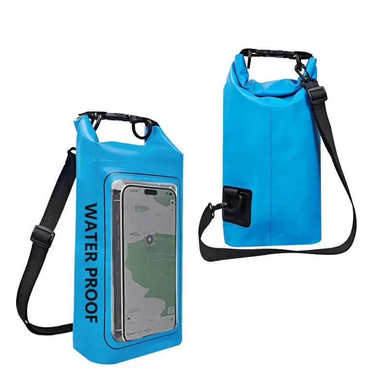 2 litre waterproof crossbody bag in PVC mesh for mobile phones at the beach or pool.