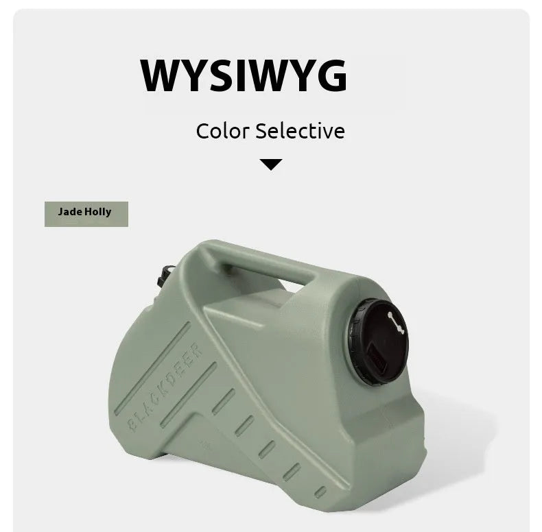 Green portable water storage tank in 13 litre or 18 litre size for camping and home use.