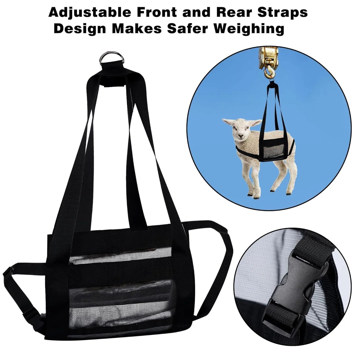 Black veterinary weighing sling for small animals measuring 35cm by 150cm