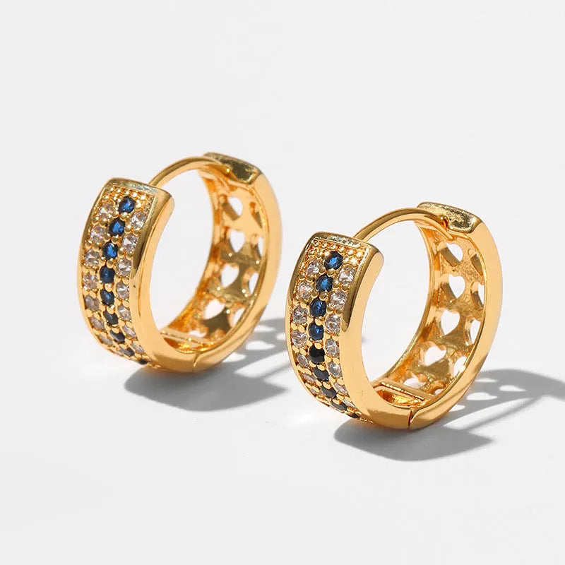 Round geometric women's copper earrings with electroplated 18K gold finish in colour KE1268