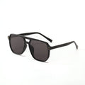 Square double beam fashion sunglasses for women in black frame with pink lens, showing UV400 protection.