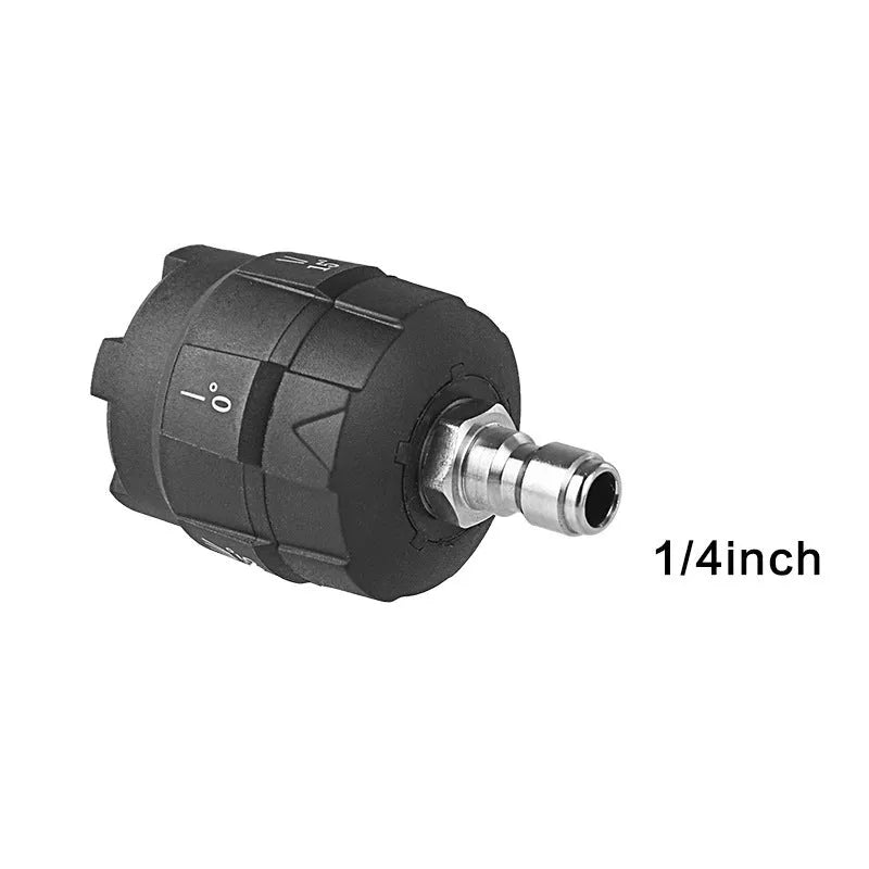 Five-in-one high-pressure water gun nozzle showing five spray patterns and insulation displacement connection