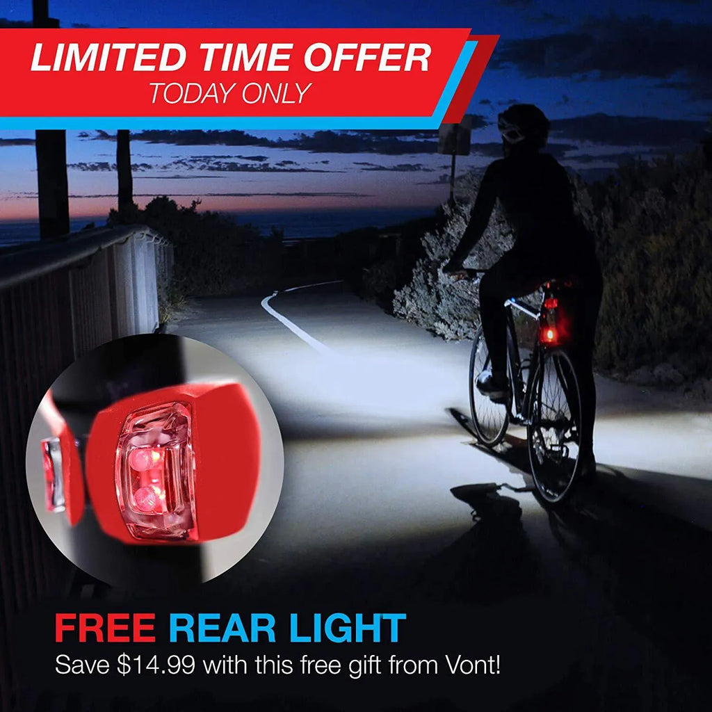 Bicycle headlights and taillights set with mounting bracket for secure attachment