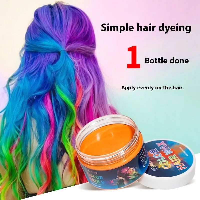 120g hair styling clay pot with nine colour options: white, orange, red, yellow, blue, green, purple, rose red, granny grey