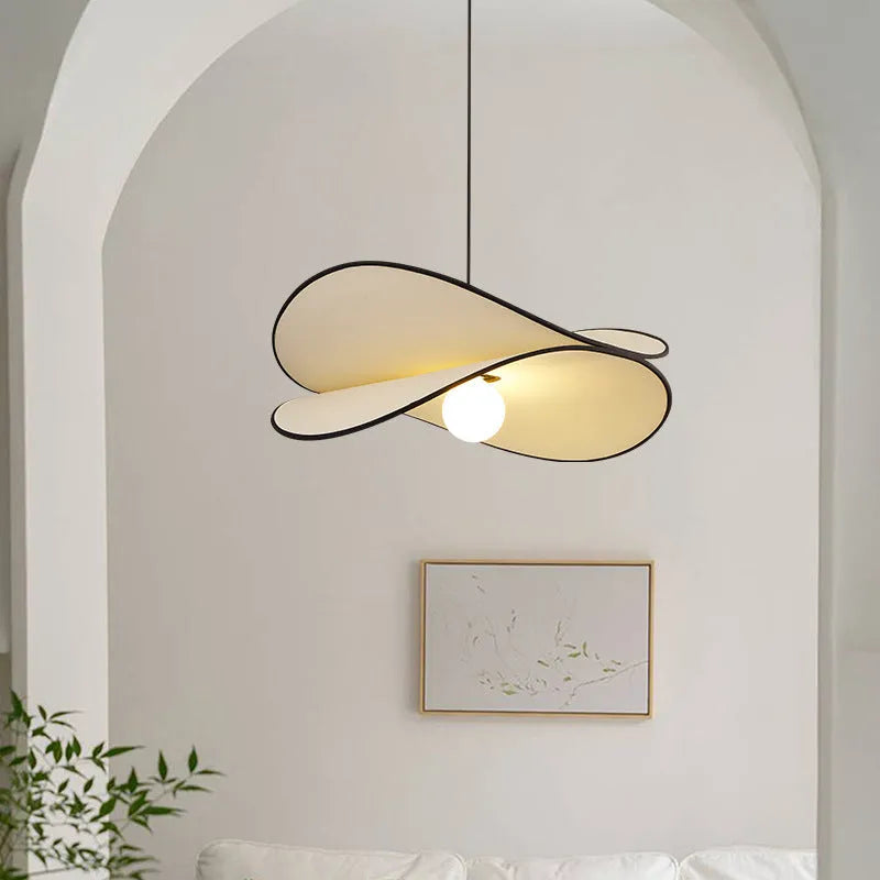 French style artistic chandelier pendant light with fabric potato chips texture in modern simplicity design