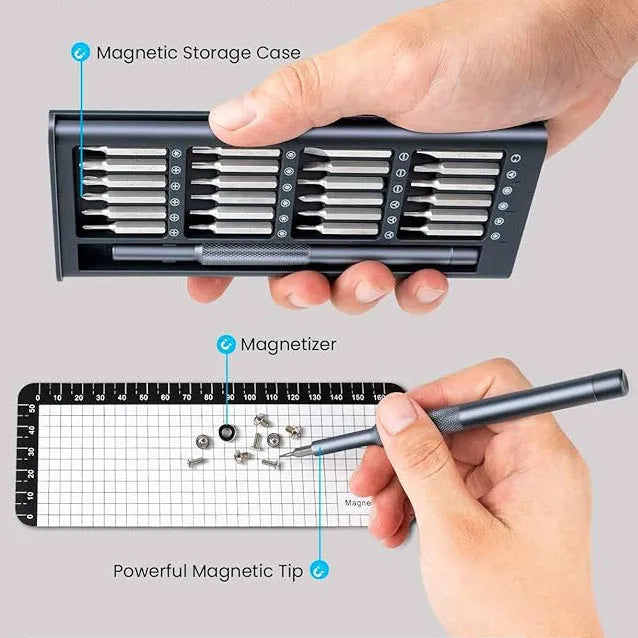 25-in-one screwdriver set with magnetic chrome vanadium steel bits, 110mm length, ABS handle