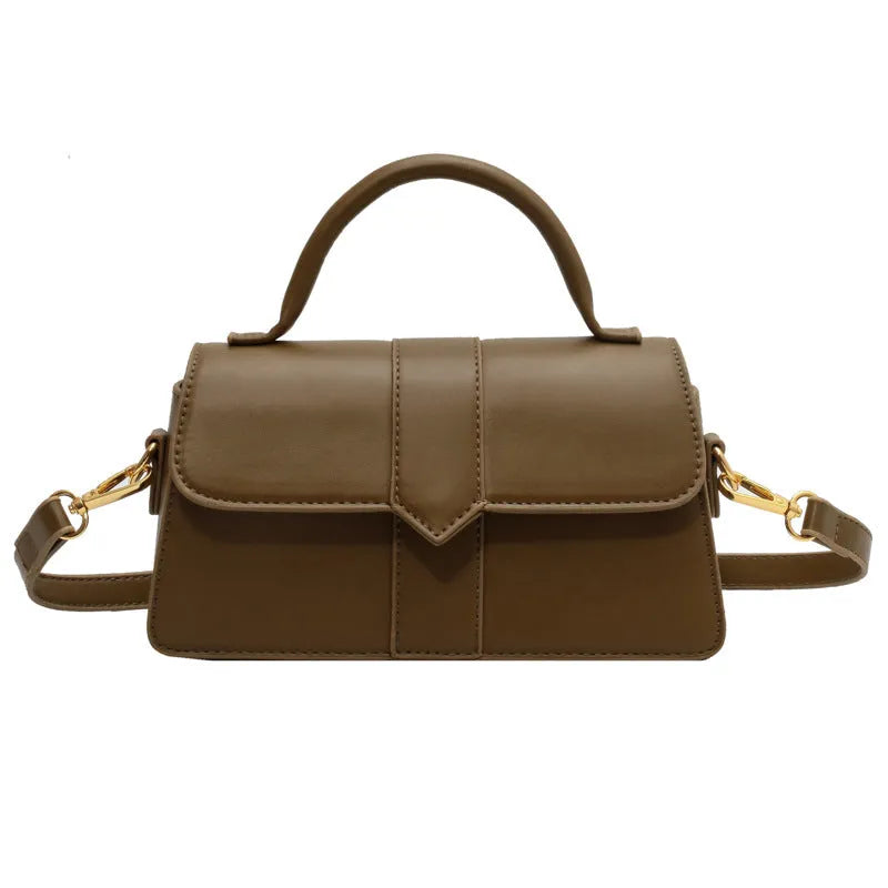 Women's beige messenger bag with 22cm width showing file compartment and exterior pocket