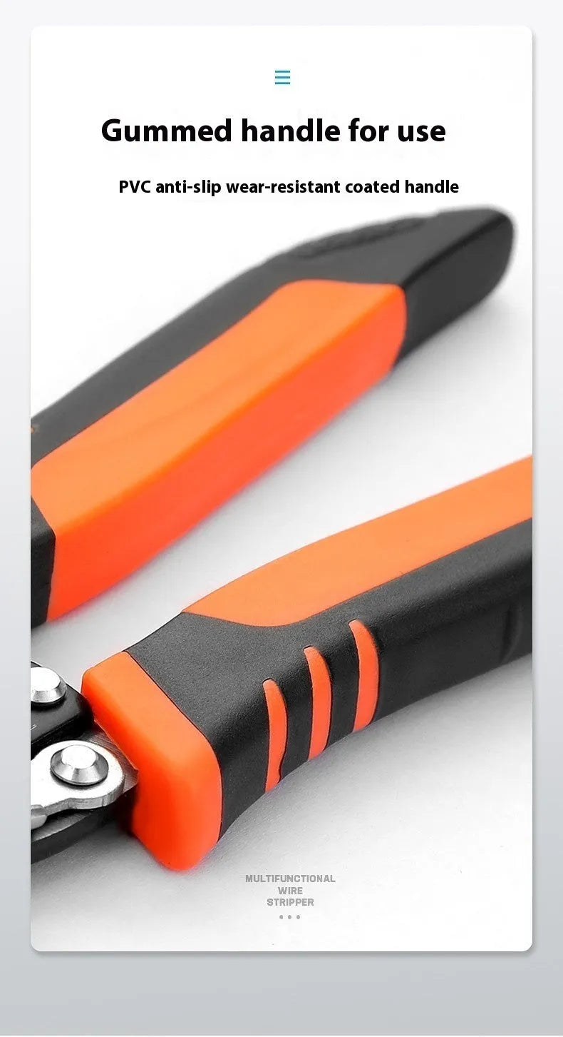 Fully automatic wire stripping pliers with box-mounted design and high carbon steel blades
