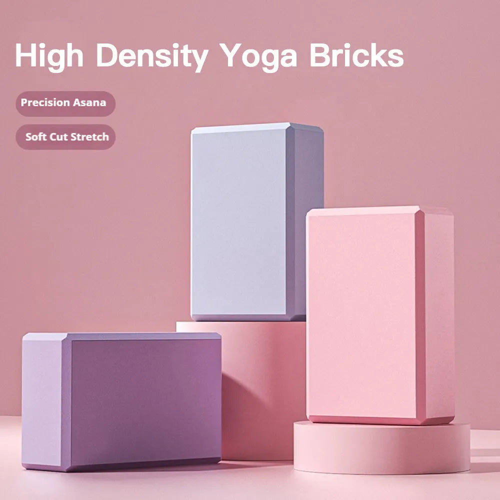 Blue EVA foam yoga block showing hexagonal facets and ridge pattern for improved grip