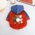 Red cotton dog sweater or clothes for small to medium-sized breeds on a white background.