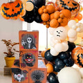 Four orange aluminium foil ghost balloons with blood wine bottle designs for Halloween decoration