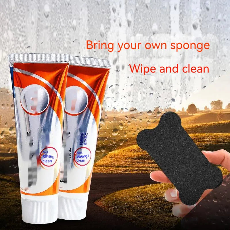White 65ml car windshield cleaning paste in compact packaging for oil stain removal