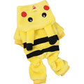 Cat wearing fleece hoodie coat with cartoon design for autumn winter indoor wear