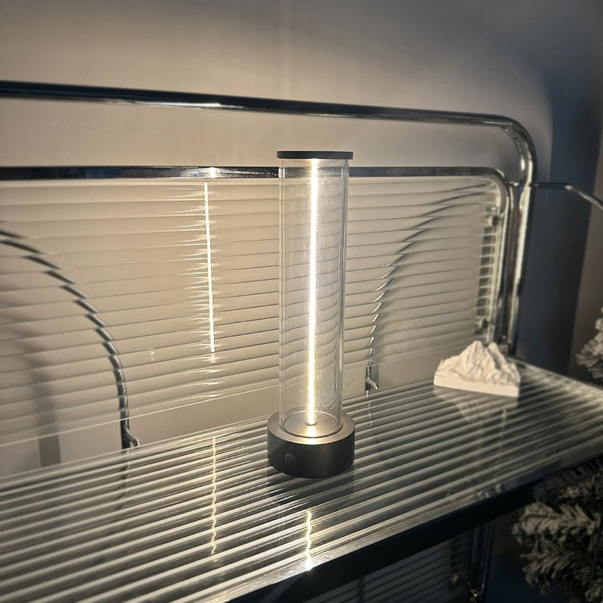 LED line glass magnetic suction light strip with USB charging cable, showing 53×234mm dimensions