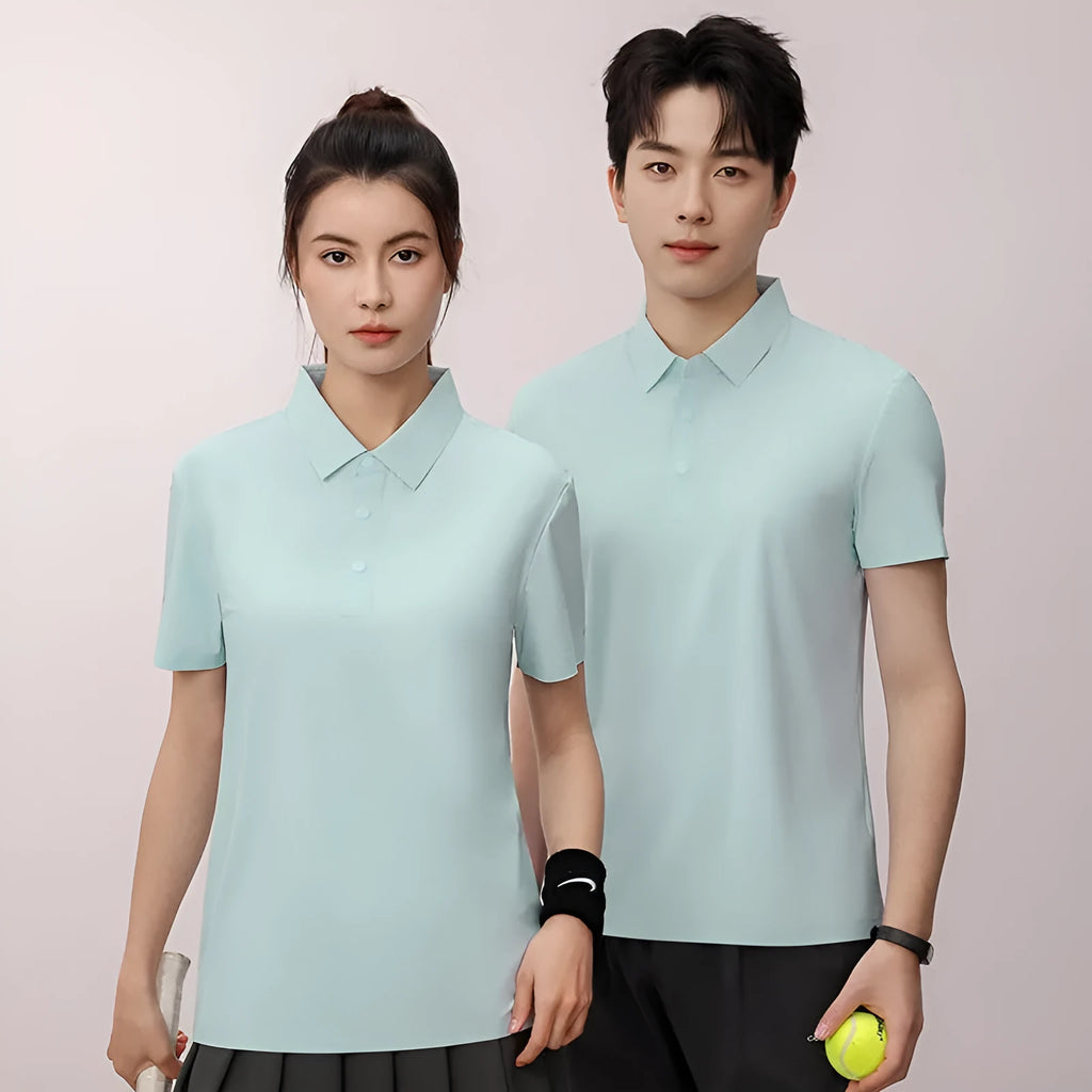 Brocade nylon blend seamless polo shirt in loose fit for summer sports